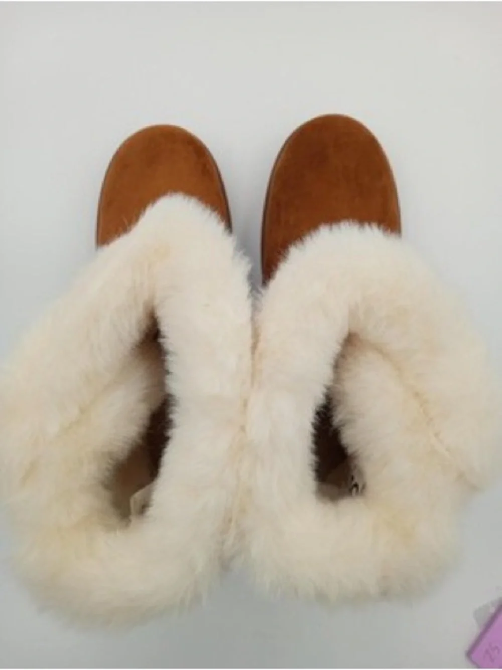 SO Chestnut Suede-Look Faux Fur Cuff Ankle Boots